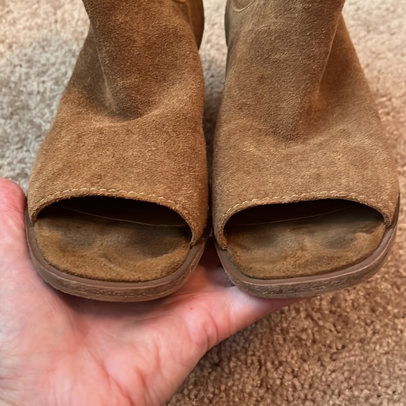 Lucky Suede Peep Toe Booties - Picture 4 of 7